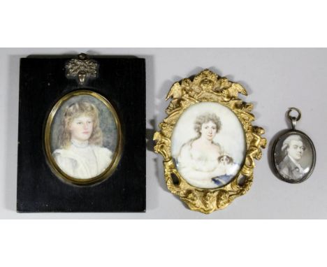 Late 18th Century English School - Miniature shoulder length portrait of a gentleman wearing a grey coat and white cravat, ov