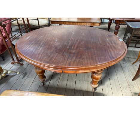  Sale Item:    MAHOGANY DINING TABLE C/W 2 LEAVES-WINDER IN OFFICE (AF)  Vat Status:   No Vat   Buyers Premium:  This lot is 