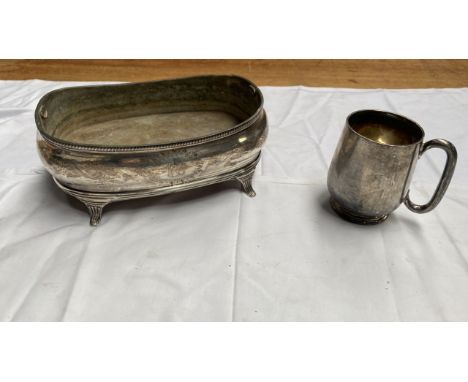  Sale Item:    SILVER MUG &amp; DISH (AF)   Vat Status:   No Vat   Buyers Premium:  This lot is subject to a Buyers Premium o