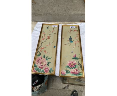  Sale Item:    2 EMBROIDERED FLORAL PICTURES   Vat Status:   No Vat   Buyers Premium:  This lot is subject to a Buyers Premiu