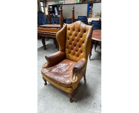  Sale Item:    LEATHER WING BACK CHAIR (AF)   Vat Status:   No Vat   Buyers Premium:  This lot is subject to a Buyers Premium