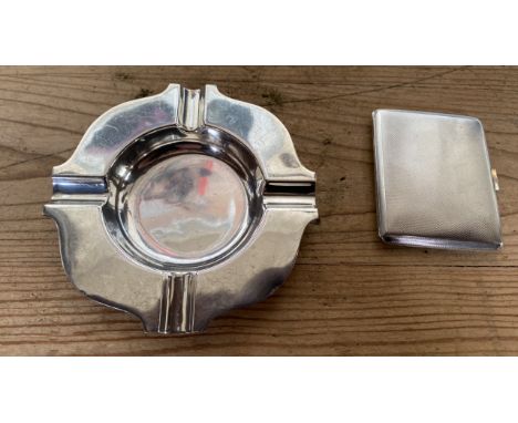  Sale Item:    SILVER ASH TRAY &amp; CIGARETTE CASE   Vat Status:   No Vat   Buyers Premium:  This lot is subject to a Buyers