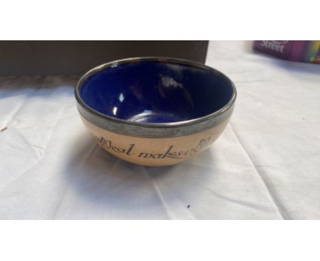  Sale Item:    SILVER RIMMED ROYAL DOULTON BOWL   Vat Status:   No Vat   Buyers Premium:  This lot is subject to a Buyers Pre