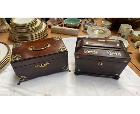  Sale Item:    2 MAHOGANY TEA CADDIES (AF)   Vat Status:   No Vat   Buyers Premium:  This lot is subject to a Buyers Premium 