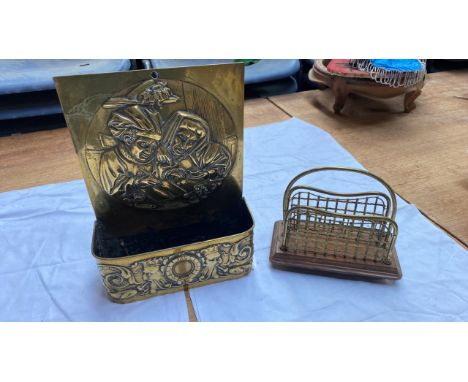 Sale Item:    SMALL BRASS LETTER RACK &amp; WALL POCKET (AF)  Vat Status:   No Vat   Buyers Premium:  This lot is subject to