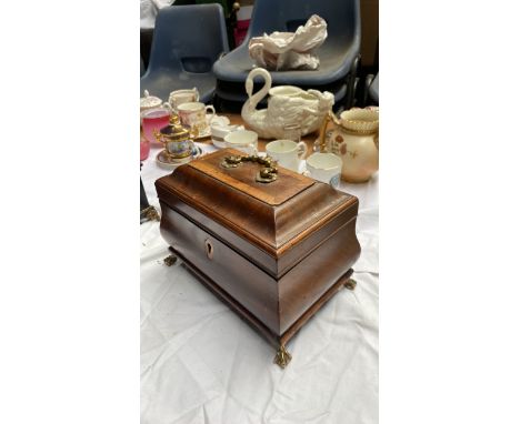  Sale Item:    MAHOGANY BRASS FOOTED BOX (AF)   Vat Status:   No Vat   Buyers Premium:  This lot is subject to a Buyers Premi