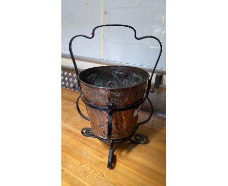  Sale Item:    COPPER BUCKET &amp; STAND (AF)   Vat Status:   No Vat   Buyers Premium:  This lot is subject to a Buyers Premi