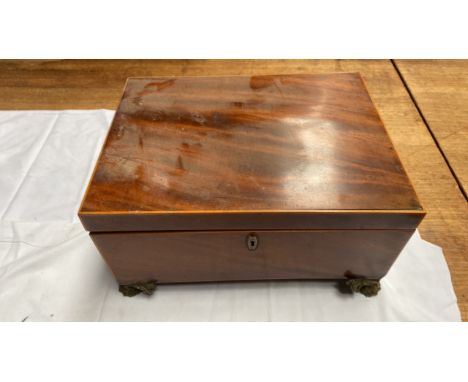  Sale Item:    MAHOGANY SEWING BOX NO KEY   Vat Status:   No Vat   Buyers Premium:  This lot is subject to a Buyers Premium o