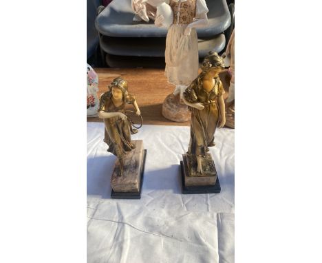  Sale Item:    2 FEMALE FIGURES ON MARBLE STANDS (AF)  Vat Status:   No Vat   Buyers Premium:  This lot is subject to a Buyer
