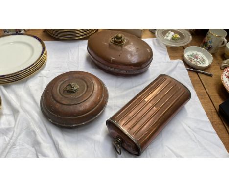  Sale Item:    3 COPPER BED WARMERS (AF)   Vat Status:   No Vat   Buyers Premium:  This lot is subject to a Buyers Premium of