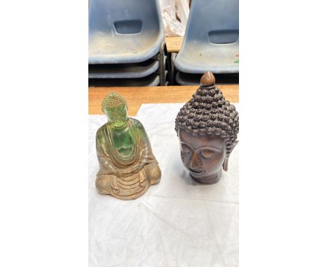 Sale Item:    CARVED LADIES HEAD &amp; BUDDHA (AF)   Vat Status:   No Vat   Buyers Premium:  This lot is subject to a Buyers