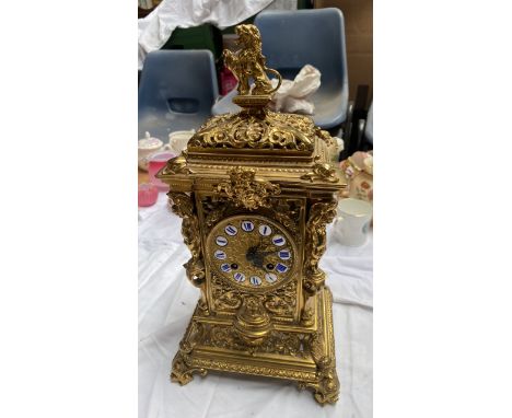  Sale Item:    BRASS MANTLE CLOCK NO KEY, BELL OR PENDULUM (AF)  Vat Status:   No Vat   Buyers Premium:  This lot is subject 