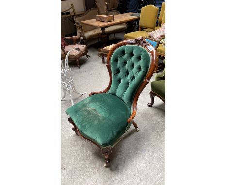  Sale Item:    VICTORIAN GREEN LADIES CHAIR   Vat Status:   No Vat   Buyers Premium:  This lot is subject to a Buyers Premium