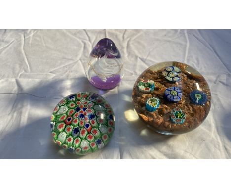  Sale Item:    3 PAPERWEIGHTS   Vat Status:   No Vat   Buyers Premium:  This lot is subject to a Buyers Premium of 17.5% + Va