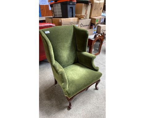 Sale Item:    GREEN WING BACK CHAIR   Vat Status:   No Vat   Buyers Premium:  This lot is subject to a Buyers Premium of 17.