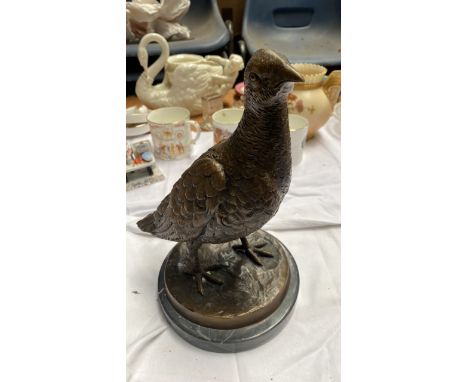  Sale Item:    METAL GROUSE ON MARBLE STAND   Vat Status:   No Vat   Buyers Premium:  This lot is subject to a Buyers Premium