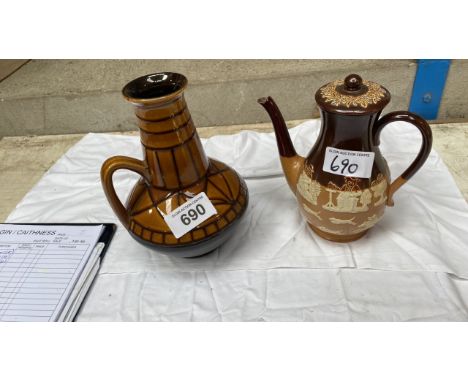  Sale Item:    AUSTRIAN VASE &amp; ROYAL DOULTON BURSLEM COFFEE POT (AF)  Vat Status:   No Vat   Buyers Premium:  This lot is