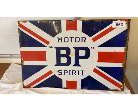  Sale Item:    METAL MOTOR BP SPIRIT SIGN (AF)   Vat Status:   No Vat   Buyers Premium:  This lot is subject to a Buyers Prem