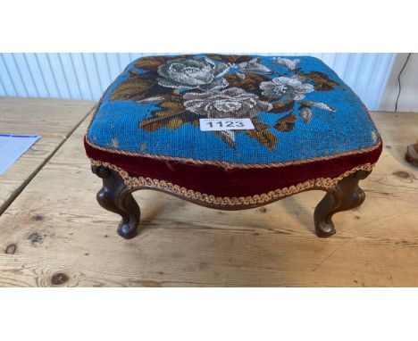  Sale Item:    VICTORIAN BEADED FOOT STOOL (AF)   Vat Status:   No Vat   Buyers Premium:  This lot is subject to a Buyers Pre