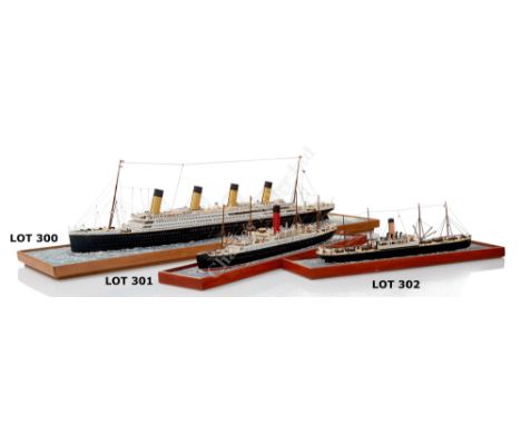 A 1/12IN:1FT SCALE WATERLINE MODEL OF R.M.S. CARPATHIA, modelled by M. Fidgeon with laminated and carved hull, fitted as appr