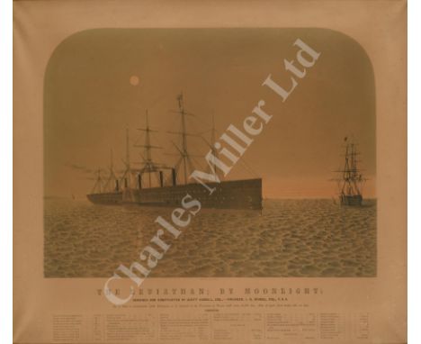 M. GUIRE (19TH CENTURY SCHOOL), The 'Leviathan' [Great Eastern] by Moonlight, Coloured lithograph, London, published 1858 by 