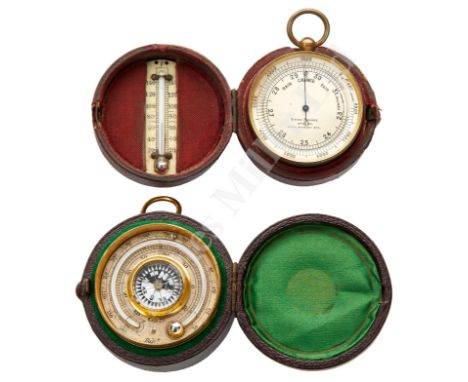 A POCKET BAROMETER BY NEGRETTI & ZAMBRA, LONDON, CIRCA 1890, the 1¾in. silvered dial signed as per title and numbered '12057'