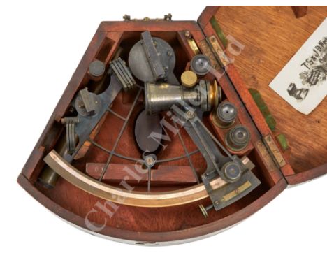 A 6¼IN. VERNIER SEXTANT BY CRICHTON & SON, LONDON, CIRCA 1860, with oxidised brass ladder frame, polished arc signed as per t