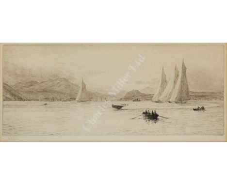 WILLIAM LIONEL WYLLIE (BRITISH, 1851-1931), Big Class Yachts Racing at Loch Long, Signed 'W L Wyllie' in pencil (lower left),