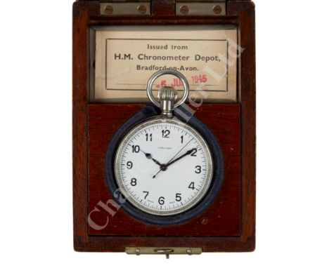 A ONE-DAY DECK WATCH BY LONGINES, CIRCA 1945, the 1¾in. enamel dial signed LONGINES, with blued steel hands and sweep seconds