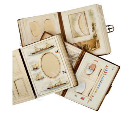THREE VICTORIAN NAUTICAL PHOTOGRAPH ALBUMS, unused, comprising The British Marine Album with pages dedicated to ten principal