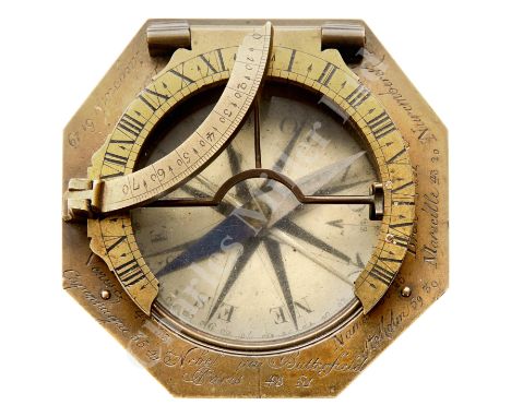 AN INCLINING DIAL BY NEBEL & BUTTERFIELD, PARIS, CIRCA 1780, the 2¼in. silvered dial with half-blued needle and clamp, rim in