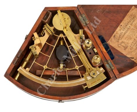 A 7¼IN. RADIUS VERNIER SEXTANT BY J.E. WILLIAMS, BRISTOL, CIRCA 1870, with polished ladder frame, arc signed as per title and