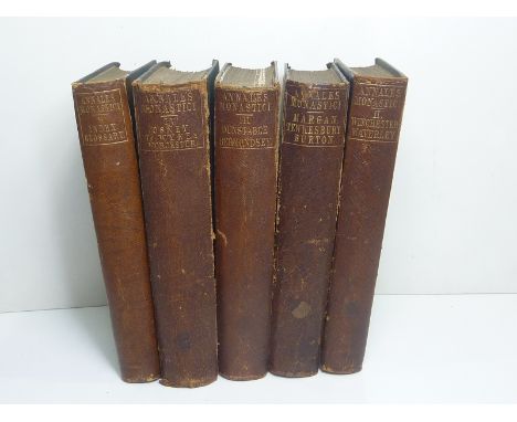 LUARD H. R. (Ed).  Annales Monastici. 5 vols. Fldg. frontis. Orig. morocco backed brds., some rubbing & wear. 1864-1869.