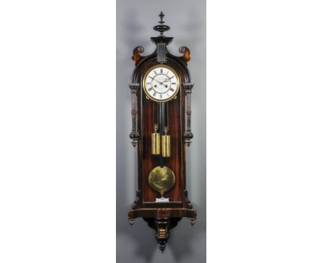 A late 19th Century Continental grained wood cased "Vienna Regulator" retailed by J.W. Benson, Ludgate Hill, London, the 6.75