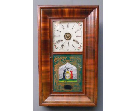 A 19th Century American rosewood cased "Shelf" clock by the American Clock Company, the 8.5ins square painted dial to the two