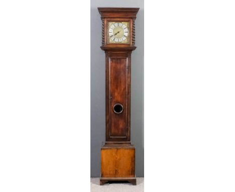 An 18th Century oak longcase clock by John Seymour of Wantage, the 10ins square brass dial with silvered chapter ring with Ro