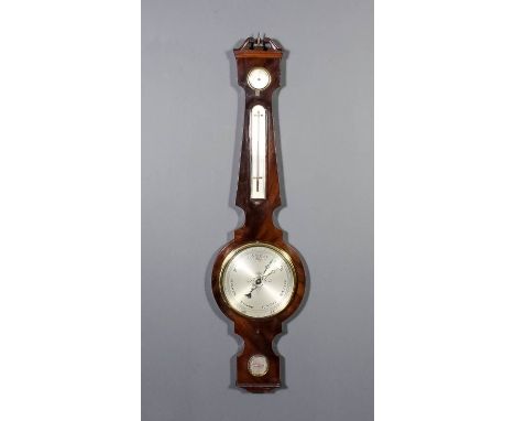 A 19th Century mahogany cased wheel barometer and thermometer by Fragich & Son, Great Warner Street, Clerkenwell, the 8ins di