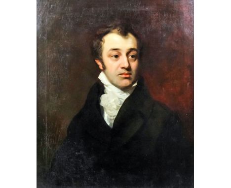 Thomas Phillips (1770-1845) - Oil painting - Shoulder length portrait of Sir Nicholas Conyngham Tindal (1776-1846) canvas 30i