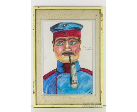 Dupries - German first world war soldier, Soldat d'Infanterie Laud Auram Allemagne, signed and dated 1914, 38 x 26cm