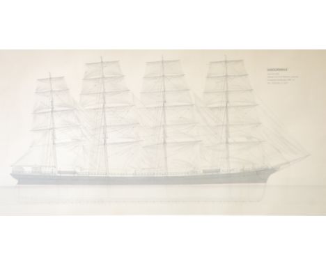 WILLIAM PICKERSGILL & SONS  SHIP BUILDERS PRINT  'Andorinha', owned by E.F. & W. Roberts, Liverpool dated 1892 16 1/2" x 32" 