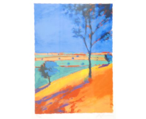 PAUL POWIS  ARTIST SIGNED LIMITED EDITION  Silk screen colour print  rural landscape (183/295)  21 1/2" x 15 1/4" (54.6cm x 3