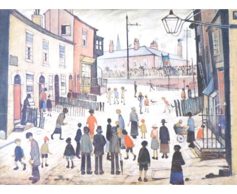 LAURENCE STEPHEN LOWRY (1887 - 1976) UNSIGNED REPRODUCTION COLOUR PRINT 'The Procession' 18" x 24" (45.5cm x 61cm) (Unframed)