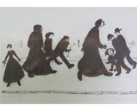 L.S LOWRY (1887-1976) LIMITED EDITION PRINT "On A Promenade" 417/750 11 ½" x 16" (29.2cm x 40.5cm) Mounted but unframed
