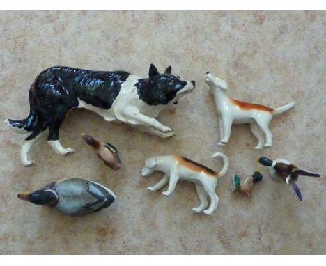 ROYAL DOULTON SHEEPDOG & 2 BESWICK BEAGLE HOUNDS