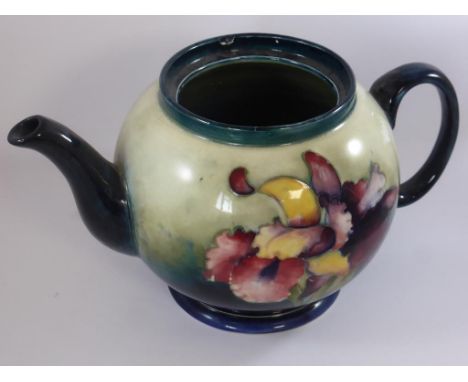 MOORCROFT BLUE/ GREEN GROUND TEAPOT (NO LID)