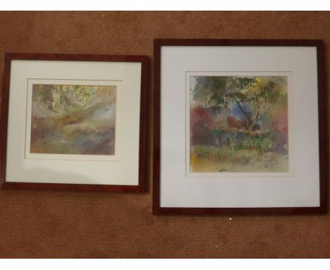 J. RICHARD PLINKE, WATERCOLOUR AND ENAMEL 'EDGE OF THE WOOD' APPROX. 24 X 20 cm AND WATERCOLOUR 'FOREST CLEARING' APPROX. 28 