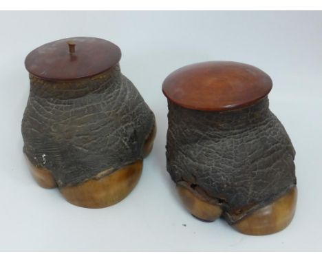 PR. 19TH CENTURY ELEPHANT FOOT TRINKET BOXES