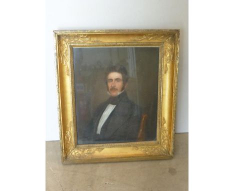 PORTRAIT ON PAPER, DEPICTING GENTLEMAN IN PERIOD COSTUME, LABELLED SIR JOHN DE LA POLE, APPROX. 46 X 39 cm