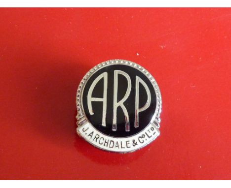 J ARCHDALE & CO WORCESTER ARP BADGE IN BOX, ISSUED TO COMPANY ARP WARDEN