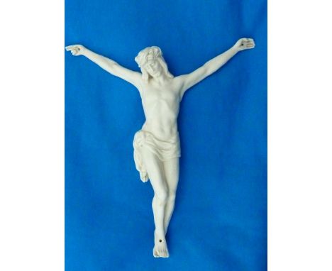 ROYAL WORCESTER JESUS CHRIST WHITE FIGURE, APPROX 19CM TALL, IN CRUCIFIX POSITION, POSSIBLY SMALL 'NIBBLE' DAMAGE TO FINGERS